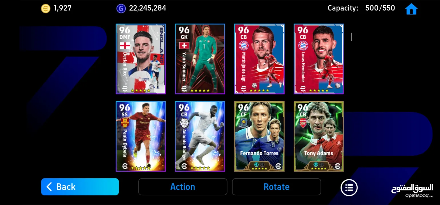 حساب بيس موبايل للبيع قوة التشكيله 3137 في 500 لاعب و 2000 توكنزه و 22 ملون جي بي و8 مدربين بوستر..