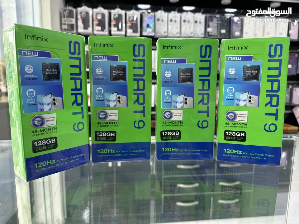 Infinix smart 9 (128GB / 4 RAM) انفنكس سمارت 9  128 GB  / 4+4 GB RAM كفالة الوكيل سنة