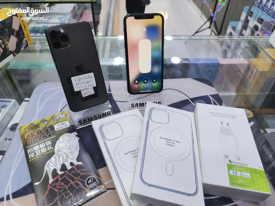 تفاح وصل iphone 11 pro جيجا 256 مغير فقط شاشة اصلية معه بكج هدية متوفر توصيل