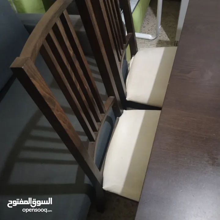 ikea extendable dining table 6 chairs  طاوله سفره ايكيا قابله للتمدد  6 كراسي