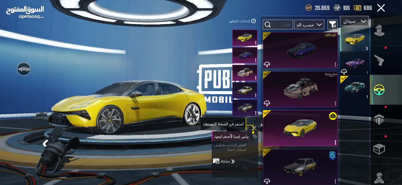 حساب ببجي نادر جدآ جميع مميائات + اسحلة كل لبسة ممياء وهناك كثير من بكجات مثل بكج سيارات