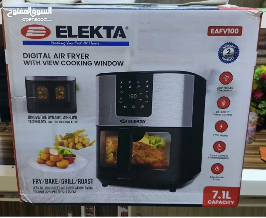 قلاية هوائية ELEKTA جديدة  / 8 L / 1700 واط / 360 درجة تحكم / شاشة لمس