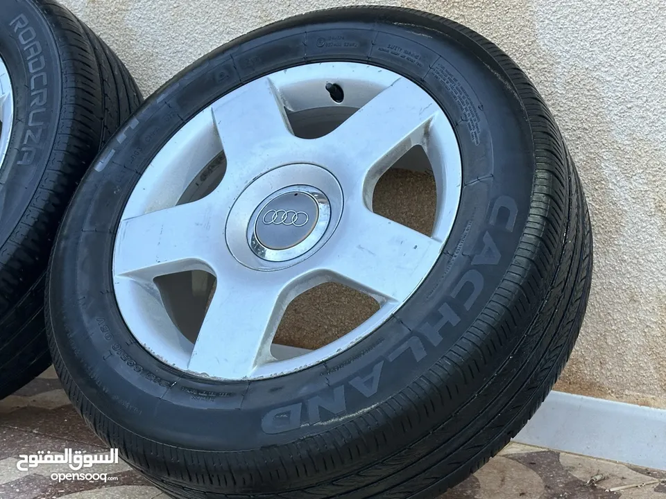 Audi Rims+tires In perfect condition/ جنطات اودي للبيع مع كوشوك
