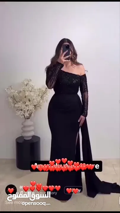 فستان سهرة ناعم لون اسود ملبوس لبسة وحدة للبيع