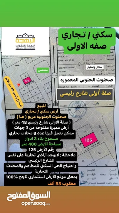 صحنوت الجنوبي المعموره (تجاري) موقع إستثماري ناجح