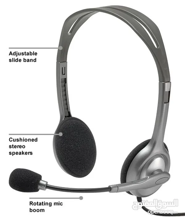 Logitech H110 Stereo Headset وضوح في الصوت... وراحة تدوم طوال اليوم!لجميع الاستعمالات