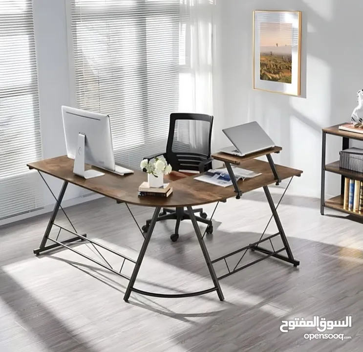 L Shaped desk for office طاوله مكتب او حيمينج جميله جدا