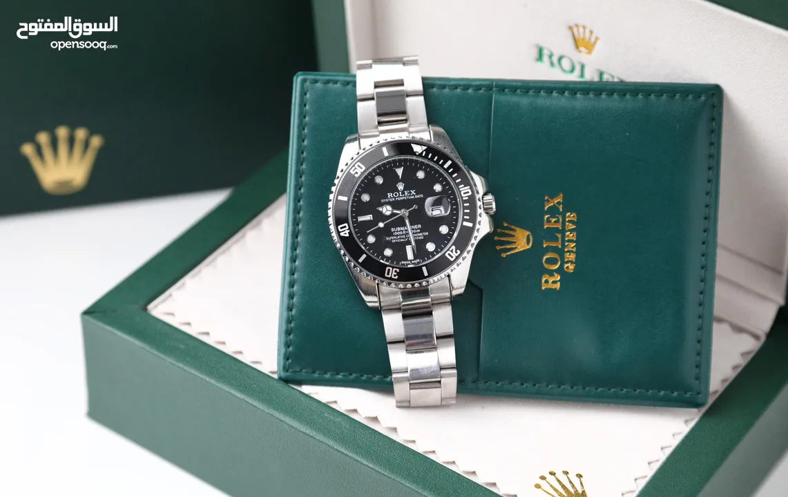ساعات Rolex ستيل + جلد مع بكج رولكس لساعة وبطاقة كفالة لمدة سنة كاملة من تاريخ الاستلام  تواصل واتس