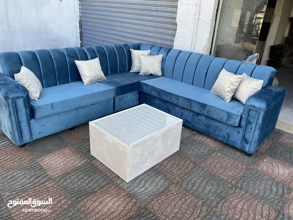 عرض خاص كورنر 9 مقاعد مع كنب مزدوجة + بفه + 7 مخدات