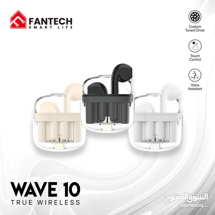 سماعات فانتيك اصلي بلوتوث Fantech TWS Bluetooth Wireless Wave 10 TW10 Built-in Microphone
