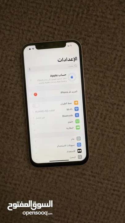 ايفون 13 السعة 128 جيجابايت مستعمل تم تبديل البطارية و الشاشة الخارجية فقط