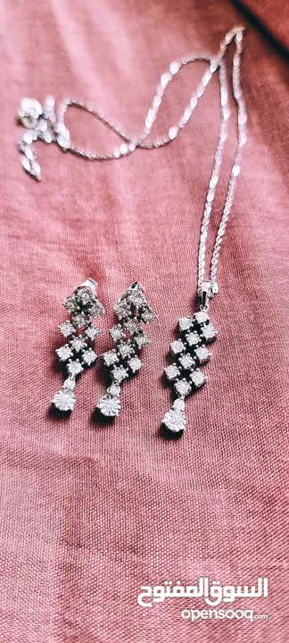 Diamond Necklace and matching Earrings white gold incl. certificates for diamonds