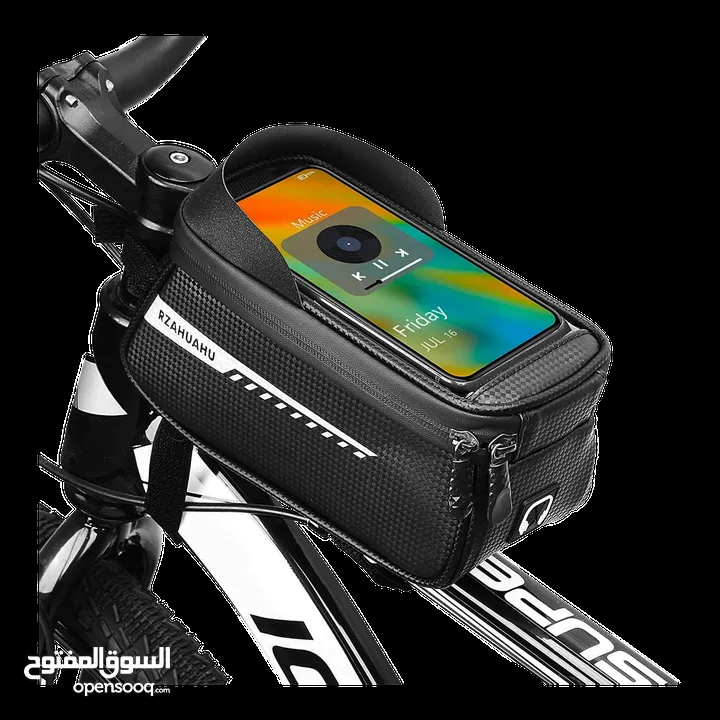 حقيبة أنبوبية للدراجة مقاومة للماء من RZAHUAHU مع شاشة تعمل باللمس مقاس 6.5 بوصة للهواتف الذكية