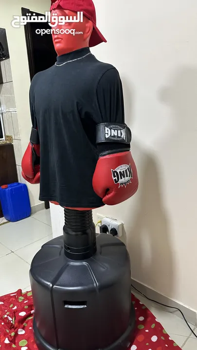 Boxing Man Standing Dummy And Speed Bag And Original Gloves