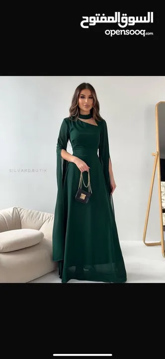 فساتين سهرة طويلة راقية اكمام شلال شيفون
