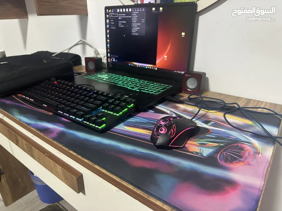 للبيع: لابتوب امريكيASUS TUF A17 + كيبورد ميكانيكي + ماوس جيمنج + سماعات + شنطة + ماوس باد طويلة