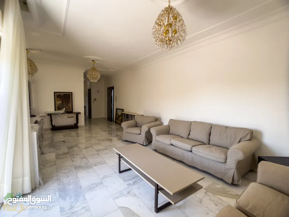 Bright furnished three bedroom apartment in Abdoun شقة مميزة ثلاث غرف نوم في عبدون بالقرب دير غبار