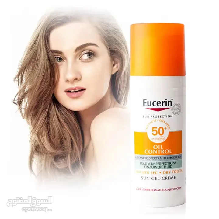 لوشن Eucerin Sun Age Defense SPF 50 للوجه الواقي من الشمس، مضاد للحساسية، مع حمض الهيالورونيك