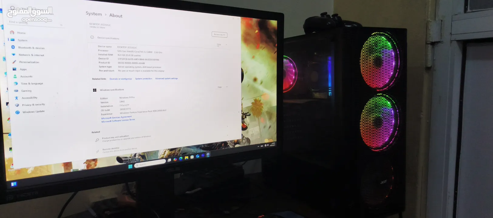 pc gaming +شاشة 144hz  للبيع بداعي التحديث