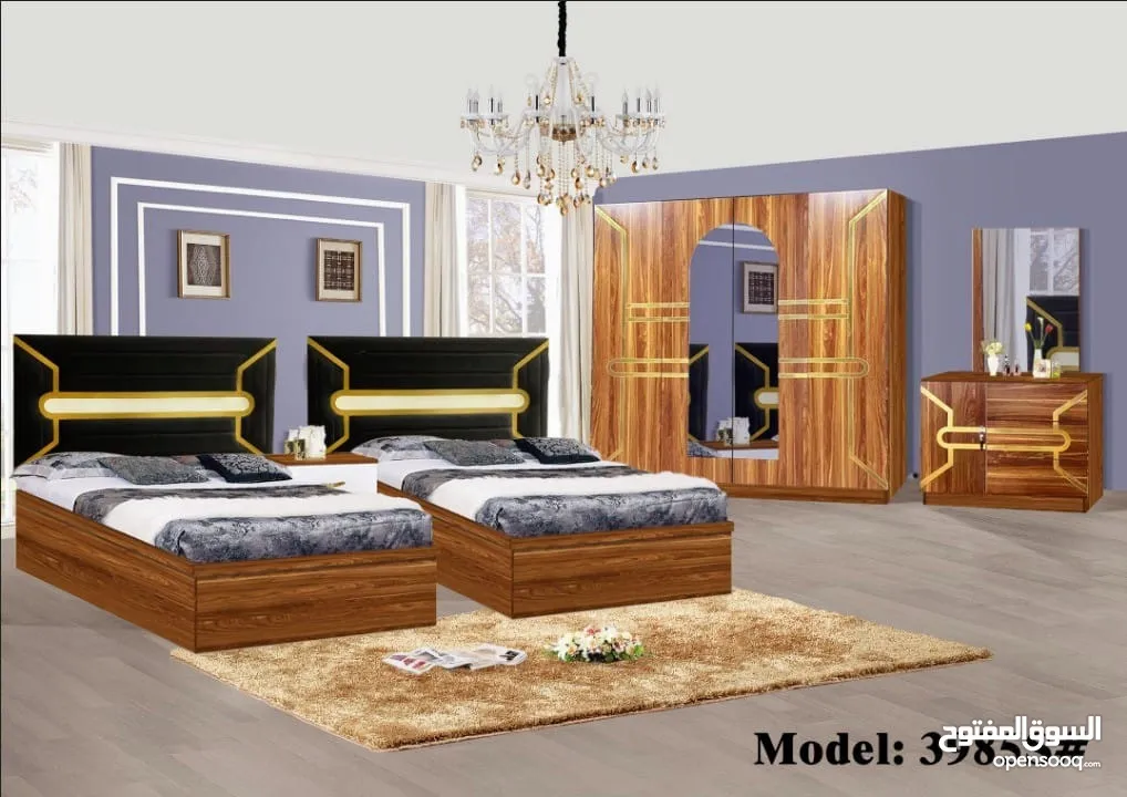 غرف نوم 2 سرير شخص ونص شامل التركيب والدوشق مجاني