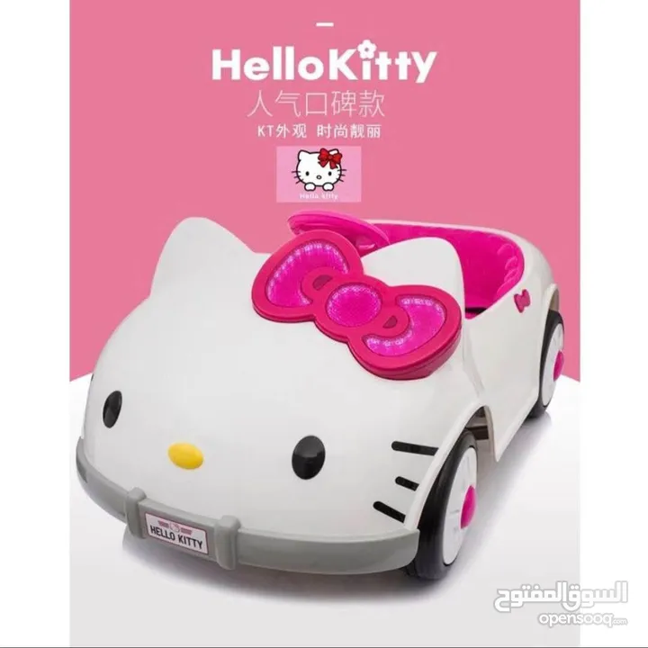 سياره hello kitty اصليه  شحن مع ريموت ومسجل فلاش ميموري واضاءه 12 فولت من عنر سنه لغايه 7 سنوات
