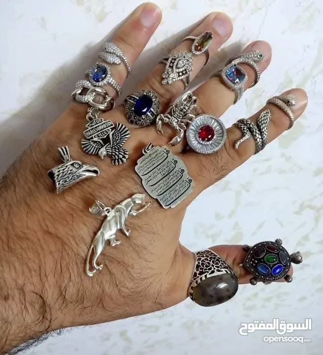 خواتم فضه مطعمه بالحجر الكريم