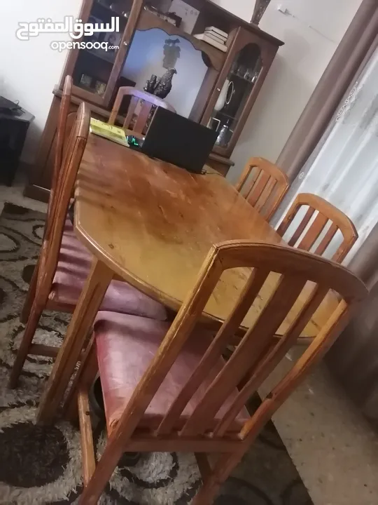 طاوله سفره للبيع خشب زان ثقيله ست كراسي