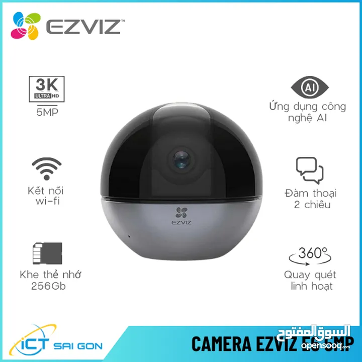 كاميرا EZVIZ E6 داخلية 3K واي فاي، تتبع ذكي، صوت ثنائي، تغطية 360°، متوافقة مع HomeKit