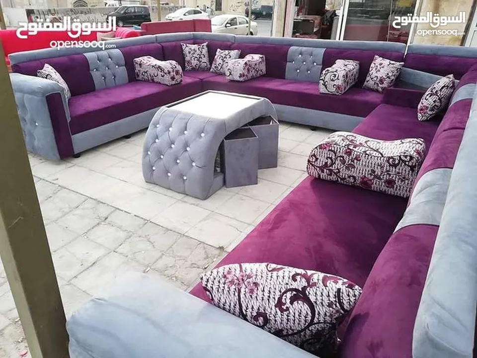 جلسات خليجية أحدث الموديلات 17 مقعد مع طقم طربيزاط + مراكي مع مخدات