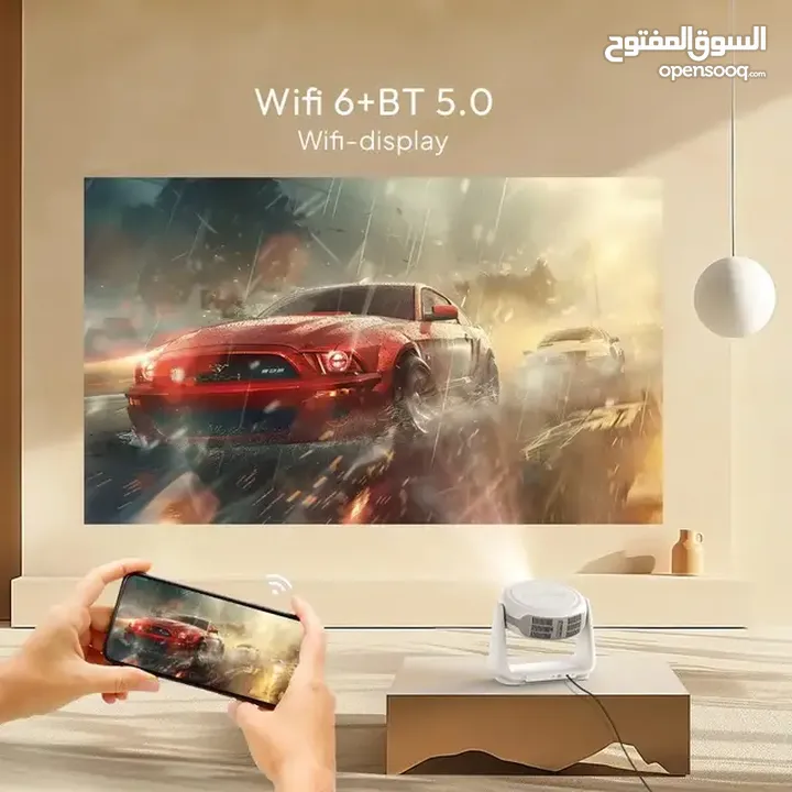 بروجكتر لاسلكي أندرويد داتا شو 180 بوصة مزود ببطارية يعمل ساعتين متواصل بدون الحاجة إلى مصدر طاقة