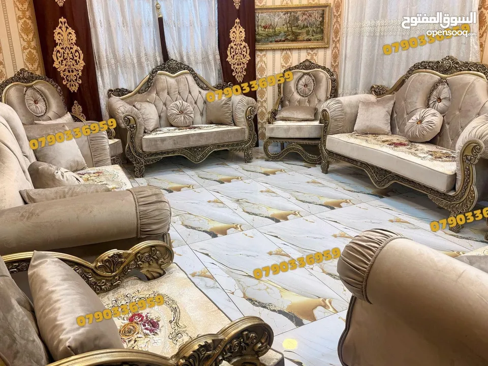 طقم كنب مصري دمياطي مستورد 14 مقاعد للبيع