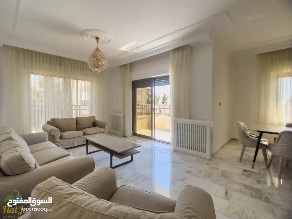 Bright furnished three bedroom apartment in Abdoun شقة مميزة ثلاث غرف نوم في عبدون بالقرب دير غبار