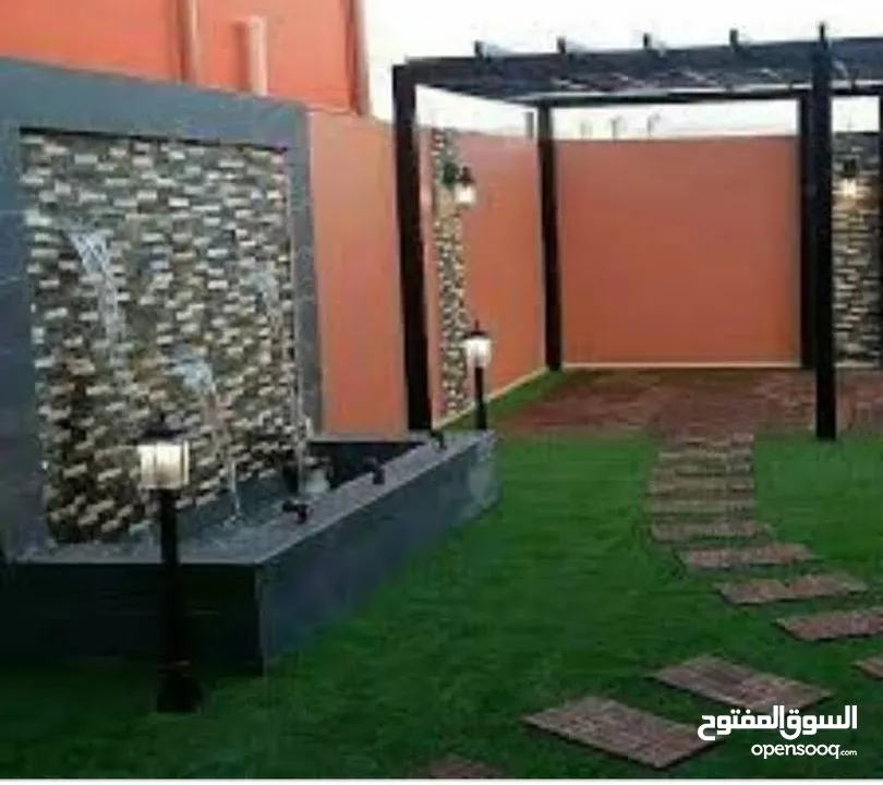 تنسيق الحدائق  نجيل بناء شلال نافورة باربكيو