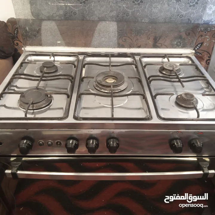 غاز 5 عيون ستاليس ستيل كامل نوع فريش 90 سم شغال ميه ميه للبيع
