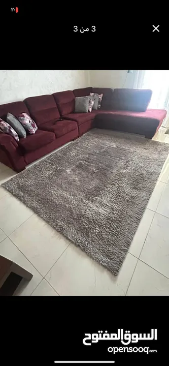 سجاد شاغي لون سكني مستعملة بحالة الجديد قياسها مترين بمترين ونص ممتازه وبسعر مناسب