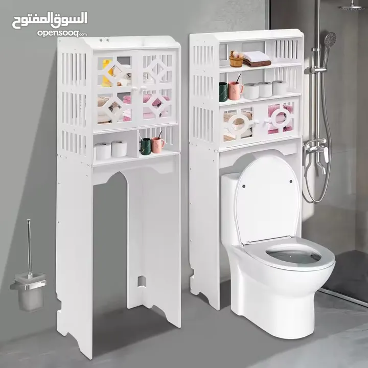 ستاند عصري أنيق بينحط فوق المرحاض أو الغسالة بسهولة، بدون حفر أو تثبيت معقّد .