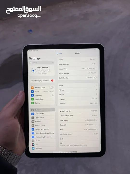 iPad 10th يدعم شريحة 256Gg 100%