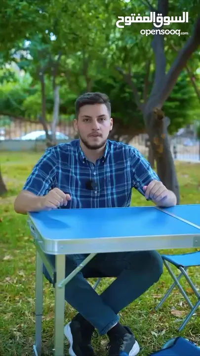 طقم الطاولة والكراسي القابل للطيّ وصل وبقوة طقم كامل، خفيف ومتين، بيفتح بثواني وبيخزّن بسهولة!