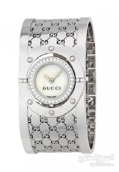 GUCCI 112 Twirl 33MM SS White MOP Diamond Pave Women's Watch Gucci 112 YA112511