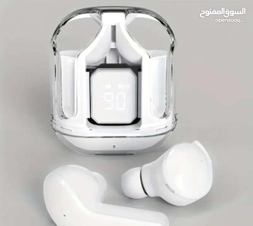 1 زوج من سماعات الأذن اللاسلكية مع شاشة رقمية LED - بطارية ليثيوم قابلة لإعادة الشحن، تصميم داخل الأ