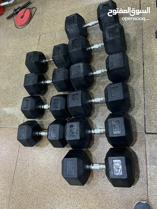 Rubber coated dumbbells and treadmill for sale