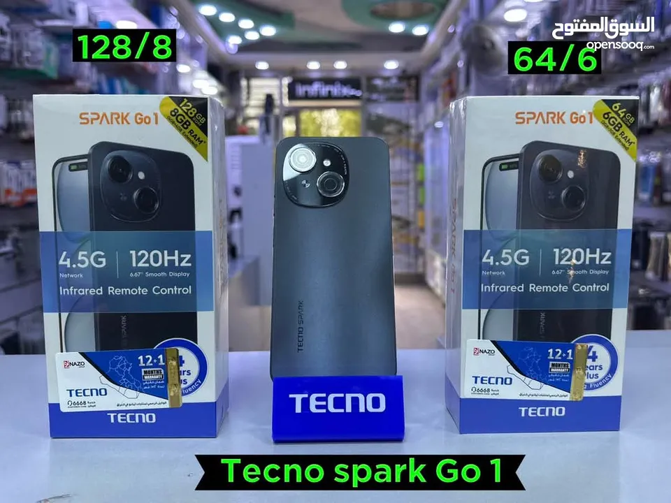 جهاز جديد بالكرتونة Spark GO 1 رام 6 و 8 جديد 64 و 128 مكفول سنة متوفر توصيل