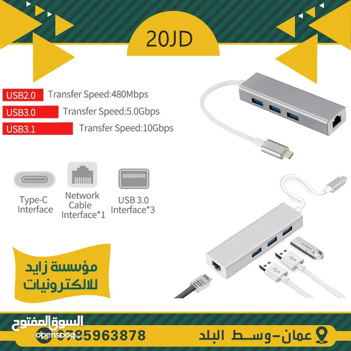 Convertor USB 3.0 To Ethernet Gigabit & Hub 3 Port