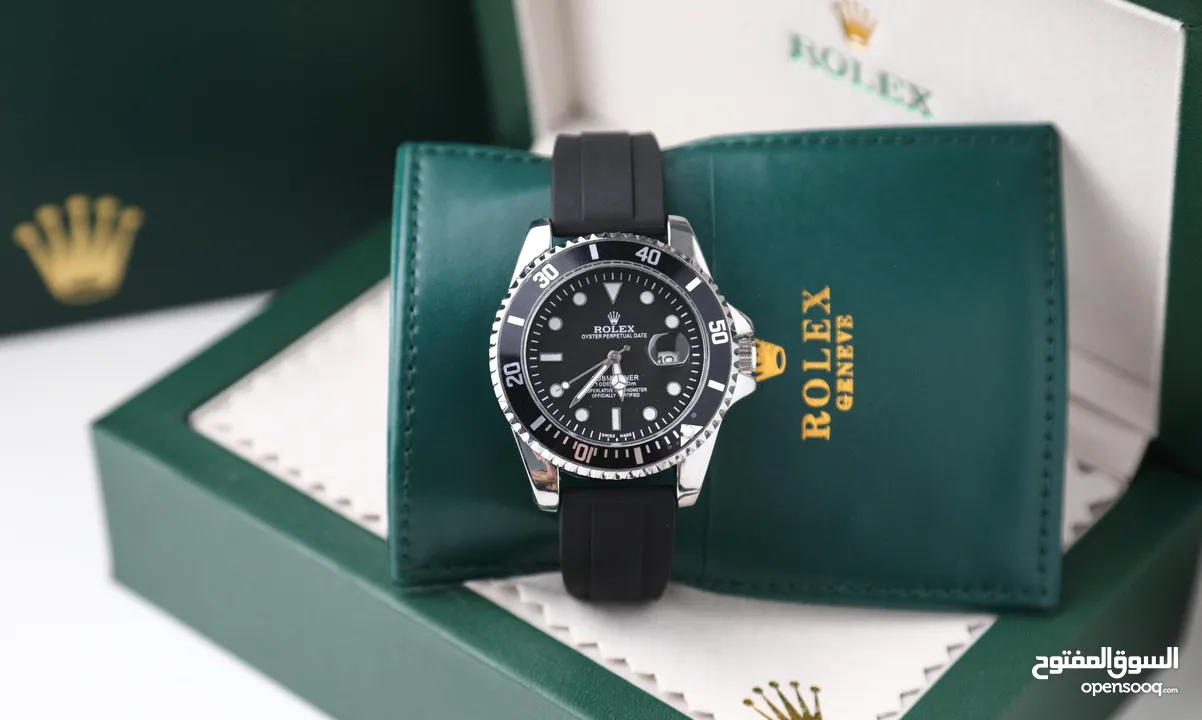 ساعات Rolex ستيل + جلد مع بكج رولكس لساعة وبطاقة كفالة لمدة سنة كاملة من تاريخ الاستلام  تواصل واتس