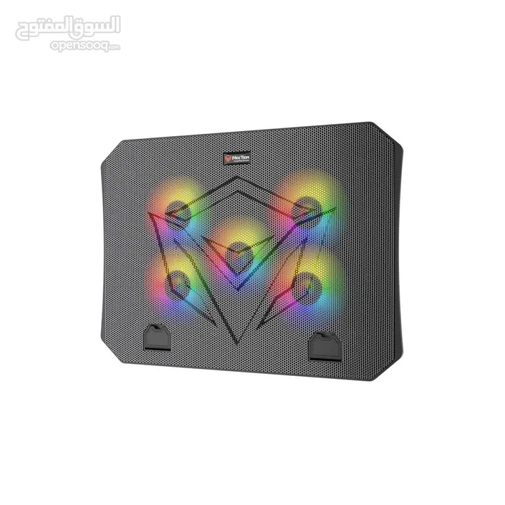 Meetion CP3030 5 Fans RGB Gaming Cooling Pad قاعدة تبريد لابتوب مع اضاءة