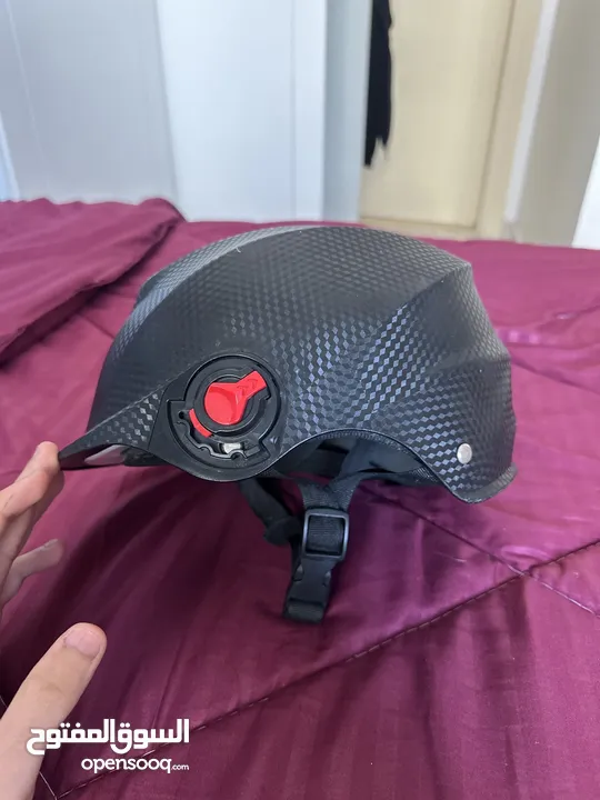 Carbon fiber helmet.