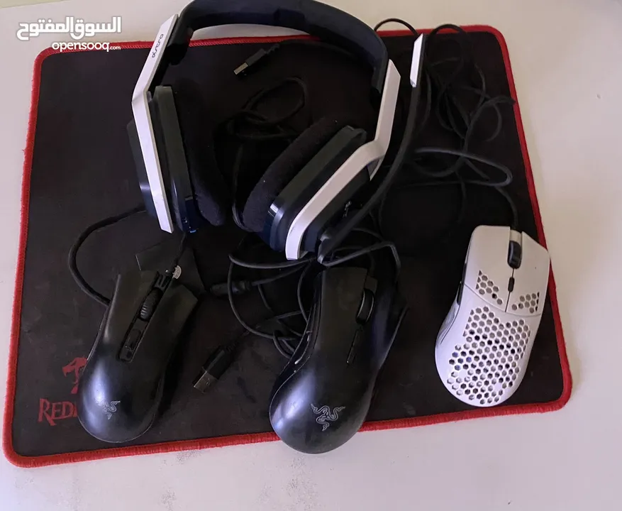 مجموعة اكسسوارات ماوسات وسماعة وماوس باد للبيع