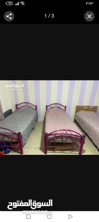 تختين حديد + تخت خشب زان  للبيع