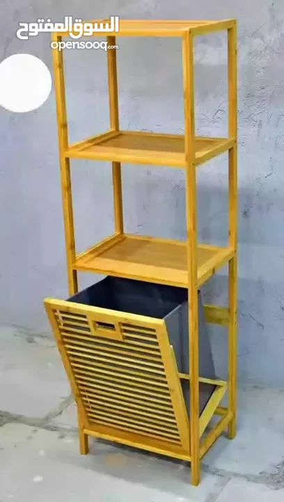 سلة غسيل بامبو مع أرفف تخزين – تصميم عملي وراقي مصنوعة من خشب الخيزران الطبيعي مع كيس داخلي من قماش