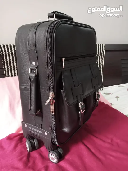 Genuine leather trolley suite case